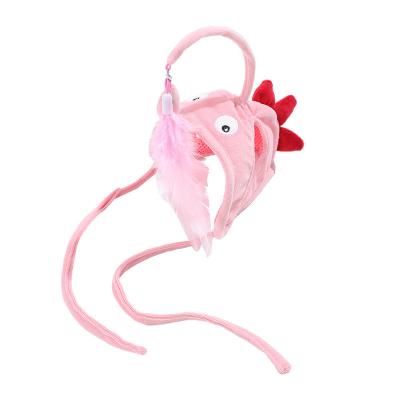 China New design viable cat toy headwear feather lighter cat stick toy hat kitten interactive self bait hi fishing headwear for sale