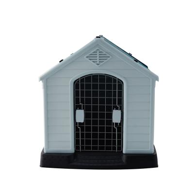 China Factory Price Breathable Outdoor Plastic Dog Kennel Outdoor Pet House Sloped Square Roof Kennel for sale