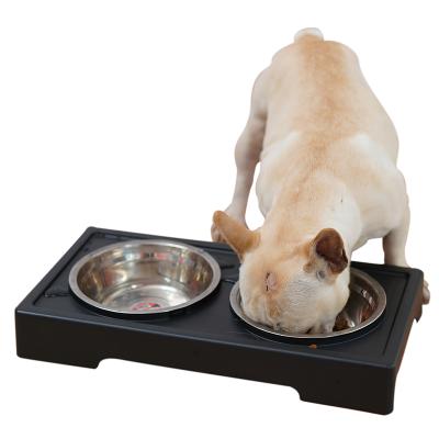 China Sustainable Chinese Brand Stainless Steel Pet Food Double Bowl For Dog Or Cat for sale