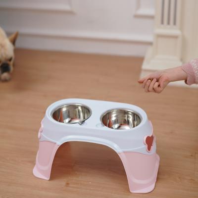 China Sustainable Portable Plastic Pet Cat Food Eating Dog Feeder Bowl for sale