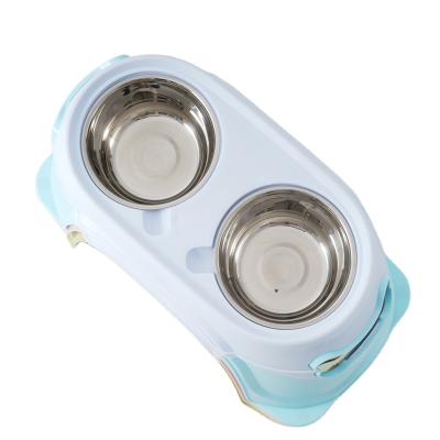 China Manufacturer Low Price Sustainable High Quality Double Bowls Pet Drinking Bowls With Stand for sale