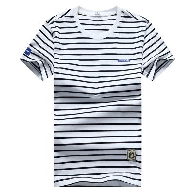 China Custom Wholesale Men's Stripe T-Shirt Breathable Cotton T-Shirts Stripe T-Shirts For Men for sale