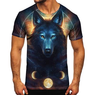 China 2021 Wolf Men T Shirts QUICK DRY QUICK DRY 3D Street Wear Printing Casual Tees Shape Top Graphic Tees for sale