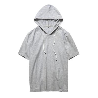 China 2022 Summer Men's QUICK DRY Casual T-shirt Solid Loose Hooded Tops Stitching New Male Shirts Sportswear Hoodie Shorts Sleeves Men's T-shirt Clothing for sale