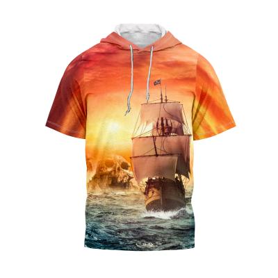 China Men's sea war sailing sea war QUICK DRY QUICK DRY T-shirt loose fit and short sleeve 3D casual shirts sky fashion hip-hop street hooded shirt for men for sale