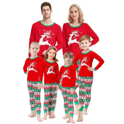 China New Arrival Breathable Christmas Family Pajamas Sets Christmas Matching Pajamas With Deer Printed Plaid Pants Sleepwear for sale