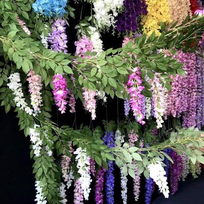 China Silk+plastic wisteria decoration wisteria flower ceiling flower indoor wedding stage layout for sale