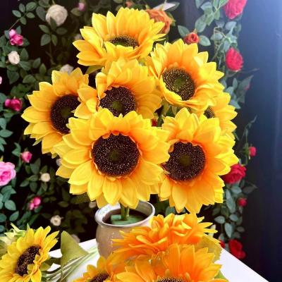 China Bedroom Indoor Outdoor Artificial Silk Floor Living Room Flower Sunflower Decoration High Branches Placed Inside and Outside Decorative Flowers for sale