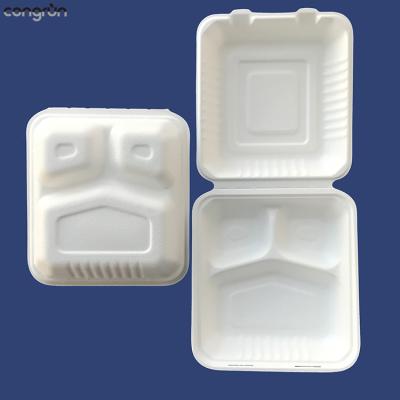 China Disposable Manufacture Price 3 Compartment Bagasse Box For Caterer for sale