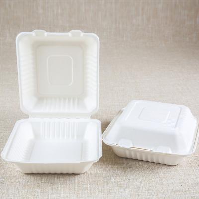 China Eco-Friendly Disposable Sugarcane Bagasse Lunch Box 100% Cornstarch Disposable Food Box for sale