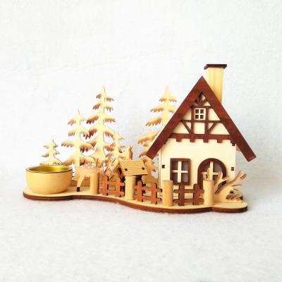 China Handmade German Christmas Decoration Home Smoker Wooden Craft For A Tea Candle for sale