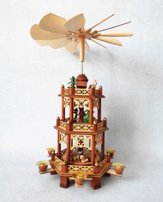 China German Christamas Decoration Wooden Religious Craft Christmas Pyramid Ornaments for sale