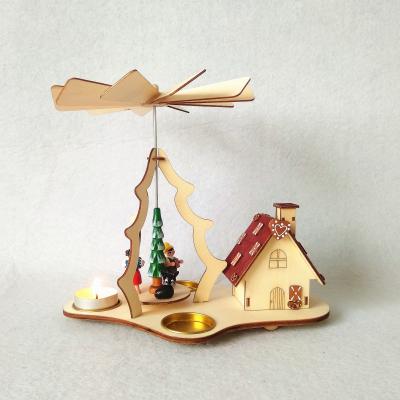 China German Smoker Wood Incense Poplar Gingerbread Gingerbread Pyramid Christmas Pyramid Decoration for 3 Tea Lights for sale