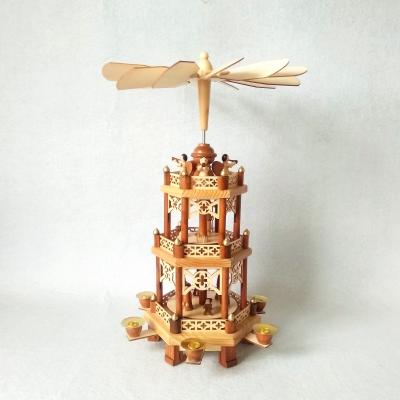 China Poplar wooden nativity scene and angels christmas pyramid for sale