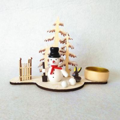 China Christmas Decor Europe Christmas Decoration Wooden Snowmen Candle Holders For Gifts for sale