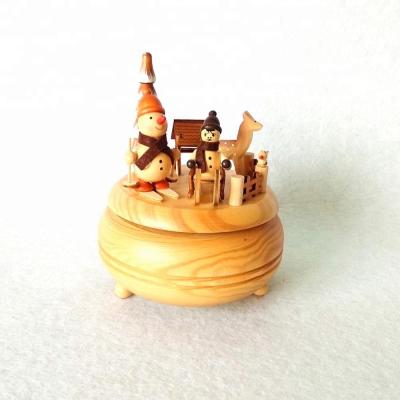 China Wholesale Chirstmas Gift Christmas Cheap Item Wooden Hand Crank Music Box Movements For Crafts for sale