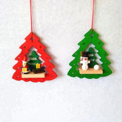 China Christamas Tree Decoration Wood Crafts New Laser Cut Christmas Home Decorations Hanging Tree Ornaments for sale