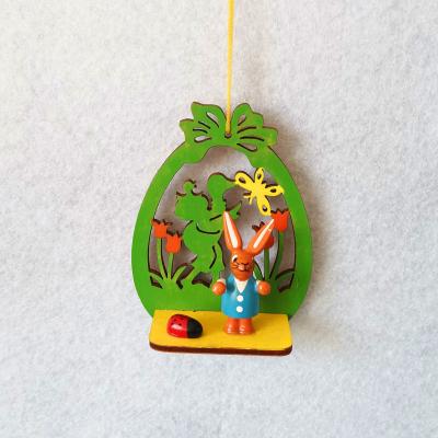 China Wholesale Wooden Poplar Ornaments Easter Bunny Hanging Decoration for sale