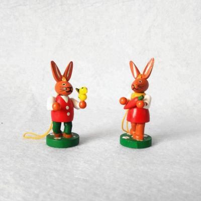 China Easter Decoration Easter Wooden Gifts Hanging Rabbit Figurines For Tree Ornaments for sale