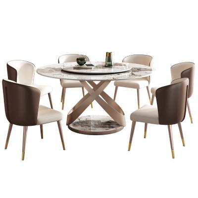 China Convertible Modern dining room furniture swivel dining table Italian stainless steel antique marble dining table set for sale