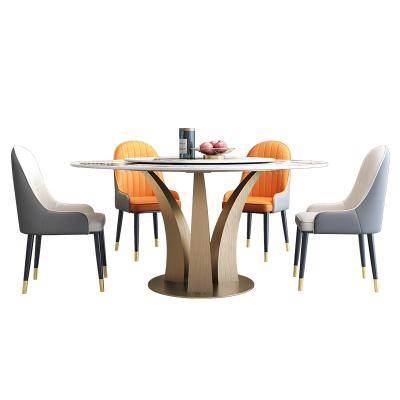 China Convertible Light luxury marble dining table swivel round table modern simple home round swivel dining table and chairs set for sale