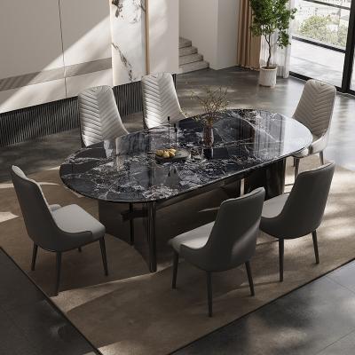 China Convertible New design Luxury stainless steel dining table base with sintered stone marble top for dining room furniture for sale