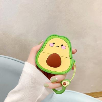 China Easy to Install and Remove New Avocado Case for Airpods Case Silicone Cover for Airpods 2 1 Air Pods Fruit Cover Device with Key Ring Strap for sale