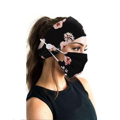 China With Button For Mask Christmas Gift Tie Dye Cotton Breathable Head Band Set Tie Dye Headband With Mask For Nurses for sale