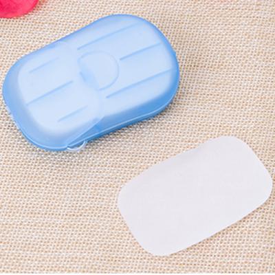 China 20PCS/BOX Basic Cleaning Mini Hand Wash Soap Strip Water Soluble Portable Boxes Travel Paper Soap Covers Basic Cleaning Paper Soap for sale