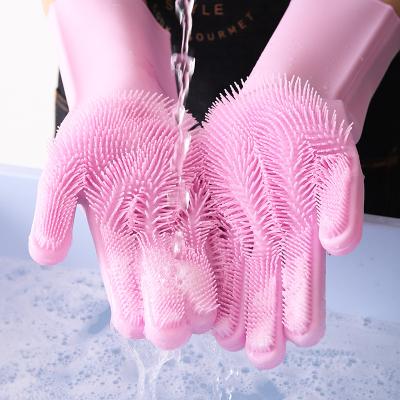 China Dish Washing Dishwashing Gloves Scrubber Silicone Rubber Dish Washing Glove For Household Scrubber Silicone Dishwashing Gloves for sale