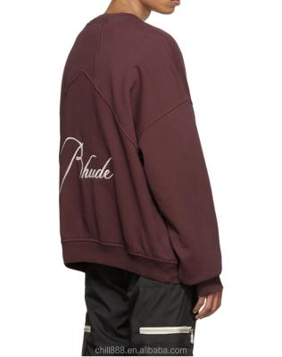 China Unisex rhude sweater plain crewneck oversized pullovers anti shrink warm rhude sweaters plus size mens hoodies and sweatshirts for sale