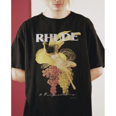 China Vintage Grape Rhude Anti-Pilling Streetwear Top T Shirt Oversized Tee For Men's Big Tall Unisex Tees Plus Size Custom T-Shirts for sale