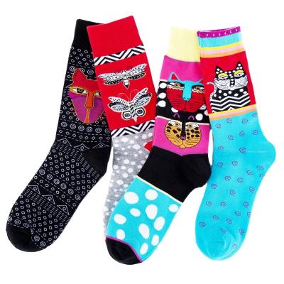 China QUICK DRY holesale Combed Cotton Sailor Socks Custom Socks Branded Cartoon Cat Men Happy Factory Designer bangs High Quality for sale