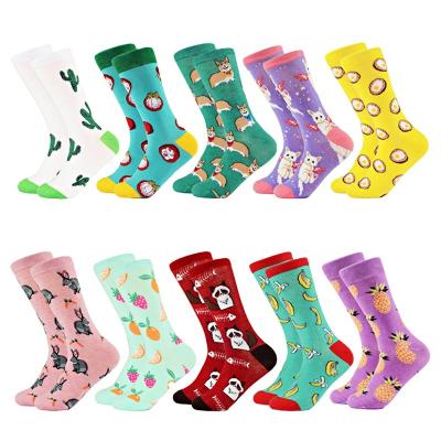 China QUICK DRY Wholesale Custom Knocks Logo OEM Popular Sports Happy Bike Knocks Fruit Pattern Basketball Men And Women Sports Running Socks for sale