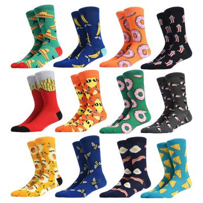 China QUICK DRY Design High End Custom Socks OEM Wholesale With Logo Hip Hop Printed Happy Socks Cartoon French Fries Men Socks for sale