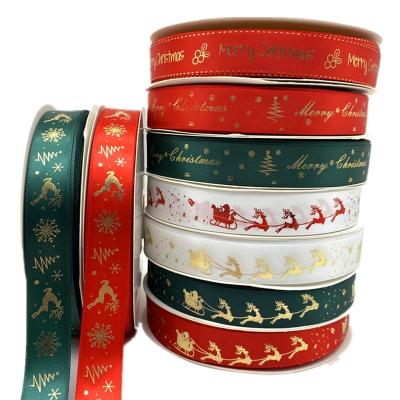 China High Tenacity Factory Price Glitter And Satin Christmas Cable Edged Decorative Ribbons With Gold Dust for sale