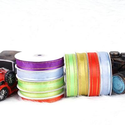 China Factory High Tenacity Gift Ribbon Decorative Organza Ribbon Roll Custom Logo Ribbon for sale