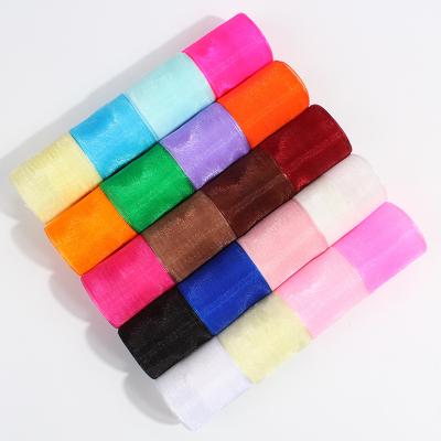 China Factory wholesale high tenacity organza ribbon roll flower packaging printed ribbon 1 inch organza ribbon for sale