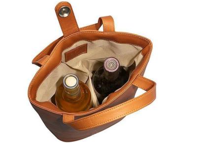 China Dongguan factory wholesale PU handbag for two wine bottles for sale