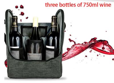 China Factory supply Ice insulated nylon wine bottle cooler bag for three wines for sale