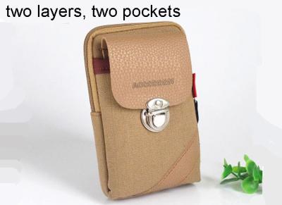 China Male wear belt multi-function vertical canvas Mobile phone bag for sale