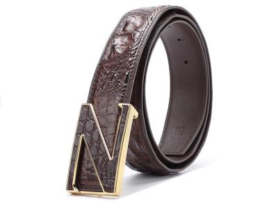 China Custom logo fashion casual belt alloy automatic buckle crocodile men's belts for sale