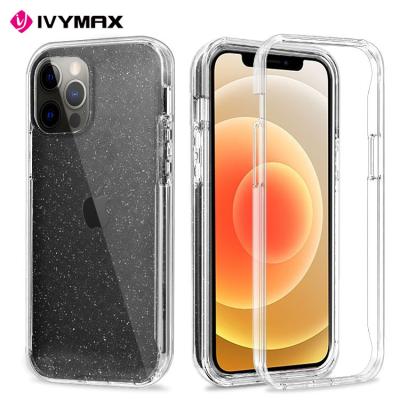 China IVYMAX Fashion Glitter Phone Case Shockproof Cover For iPhone 12 Pro Shockproof Clear Transparent Soft Anti-fall Tpu Triple Combo Case for sale