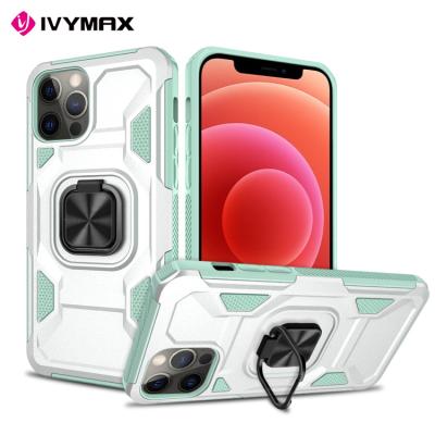 China IVYMAX Anti-fall Ultra Slim Protective Combo Case With Magnetic Metal Kickstand Ring Case Cover For Apple iPhone 12 Pro 6.1 for sale