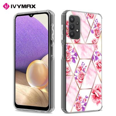 China Scratch Resistance Rose IML Plated Gold Lines Marble Cover Phone Hard Case IMD Marble Designs For Samsung A32 5G for sale