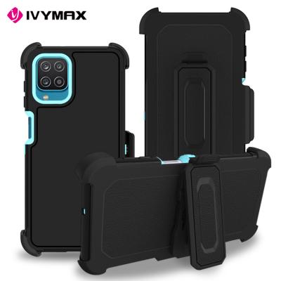 China 360 Clip & Fit Holster Black For Samsung Galaxy A12 5G 3 in 1 Cell Phone Shockproof Case Holster Clip Belt Pouch Carry Stand for sale