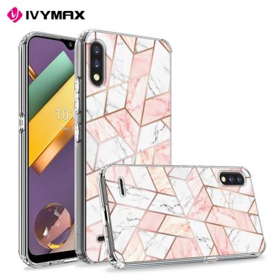 China Cute Pink Marble Design Scratch Resistance Clear Soft Back TPU+Hard Resistant Protective Phone Case For LG K22 K32 for sale