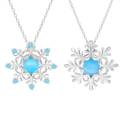 China Vintage Natural Silvershake Moonstone White Gold Plated 925 Sterling Silver Snowflake Pendant With 18 Inch Chain Necklace for sale