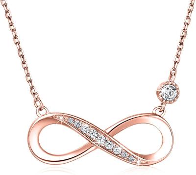 China Vintage 925 Sterling Silver Infinity Necklace with Gold, Silver and Rose Gold Plated for sale