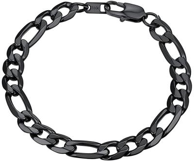 China TRENDY Stainless Steel Cuban Chain Bracelets For Women Men, Black/18K Gold Plated, Nickel Free, Hypoallergenic Jewelry for sale